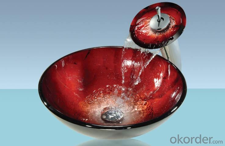 New Design Popular Tempered glass Bathroom Product Wine Red Waterfall Combination System 1