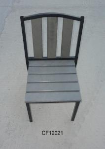 Outdoor Iron and Wood Plastic Board Square Chair