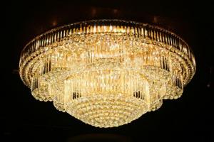 Crystal Ceiling Light Pendant Lights Classic Golden Ceiling Pendant Light 864PCS Light Ball Round D1500mm System 1