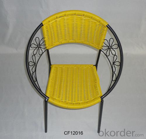 Classical Outdoor Furniture Iron and PE Rattan Yellow Children Chair System 1