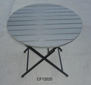 Outdoor Iron and Wood Plastic Board Round Folding Table System 1