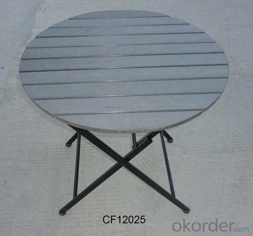 Outdoor Iron and Wood Plastic Board Round Folding Table System 1