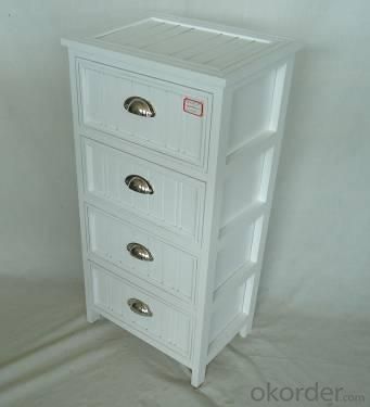 Home Storage Cabinet White-Painted Paulownia Wood With 4 Hemispherical Zipper  Drawers System 1