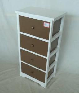 Home Storage Cabinet White Paulownia Wood Frame With 4 Painting Grey Color Drawers