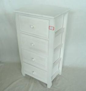 Home Storage Cabinet Washed-White Paulownia Wood Cabinet With 4 Drawers