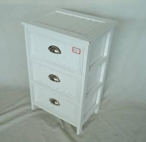 Home Storage Cabinet White-Painted Paulownia Wood With 3 Hemispherical Zipper Drawers System 1