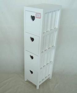 Home Storage Cabinet White Paulownia Wood Frame With 4 Drawers System 1