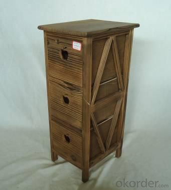 Home Storage Cabinet Roasted Pine Wood Cabinet With 3 Drawers System 1