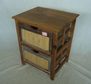 Home Storage Cabinet Roasted Pine Wood Frame With 2 Drawers System 1