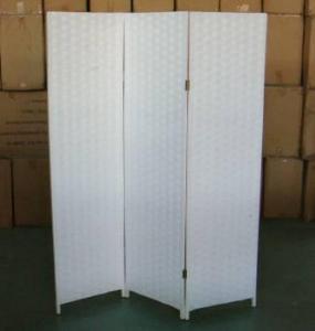 Home Storage Cabinet Flat Paper Woven Over  Wood Frame Room White Divider(3 Panels)