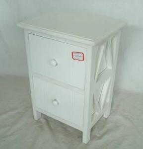 Home Storage Cabinet White Water-Painting Paulownia Wood With 2 Drawers System 1