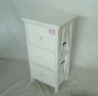 Home Storage Cabinet White Water-Painting Paulownia Wood With 3 Drawers System 1