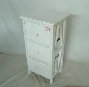 Home Storage Cabinet White Water-Painting Paulownia Wood With 3 Drawers System 1