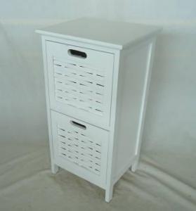 Home Storage Cabinet White-Painted Paulownia Wood Cabinet With 2 Bamnboochip Fronted Drawers System 1