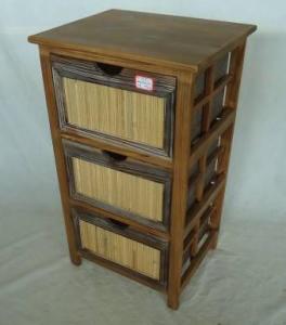 Home Storage Cabinet Roasted Pine Wood Frame With 3 Drawers
