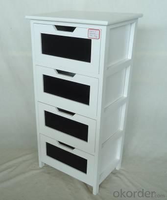 Home Storage Cabinet White Painting Paulownia Wood Frame With 4 Chalkboard Drawers System 1