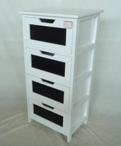 Home Storage Cabinet White Painting Paulownia Wood Frame With 4 Chalkboard Drawers System 1