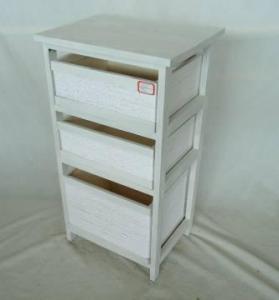 Home Storage Cabinet Roasted-White Paulownia Wood Cabinet With 3 Paper Twist Drawers System 1