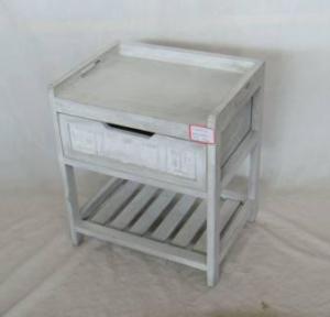 Home Storage Cabinet Washed-Grey Paulownia Wood Bench System 1