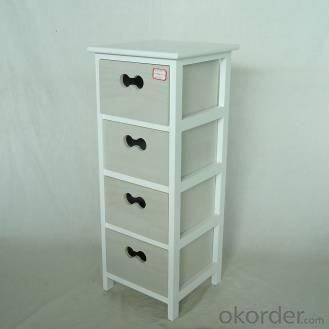 Home Storage Cabinet White-Painted Paulownia Wood Frame With 4 Washed-Grey Drawers System 1