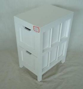 Home Storage Cabinet White-Painted Paulownia Wood With 2 Drawers System 1