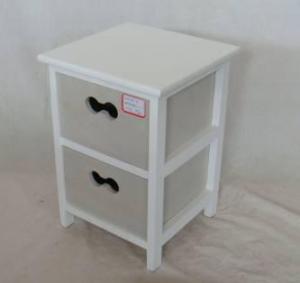 Home Storage Cabinet White-Painted Paulownia Wood Frame With 2 Washed-Grey Drawers System 1