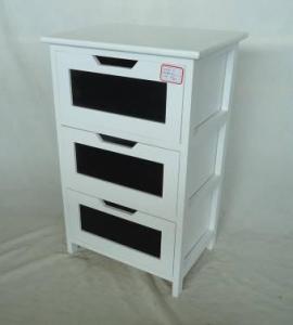 Home Storage Cabinet White Painting Paulownia Wood Frame With 3 Chalkboard Drawers System 1