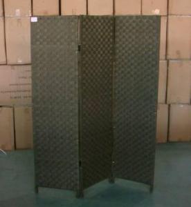Home Storage Cabinet Nylon Strap Woven Over Wood Frame Room Divider (3 Panels)