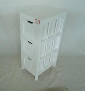 Home Storage Cabinet White-Painted Paulownia Wood With 3 Drawers System 1