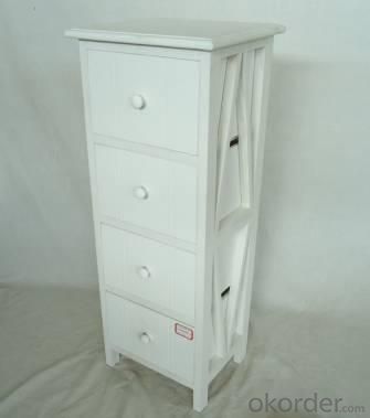 Home Storage Cabinet White Water-Painting Paulownia Wood With 4 Drawers