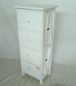 Home Storage Cabinet White Water-Painting Paulownia Wood With 4 Drawers