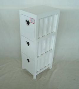 Home Storage Cabinet White Paulownia Wood Frame With 3 Drawers System 1