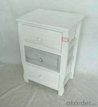 Home Storage Cabinet Washed-White Paulownia Wood Cabinet With 3 Drawers System 1