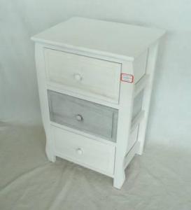 Home Storage Cabinet Washed-White Paulownia Wood Cabinet With 3 Drawers