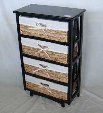 Buy Home Storage Cabinet Black Painted Paulownia Wood With 4