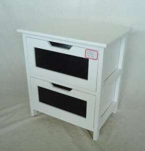 Home Storage Cabinet White Painting Paulownia Wood Frame With 2 Chalkboard Drawers