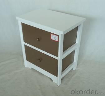 Home Storage Cabinet White Paulownia Wood Frame With 2 Painting Grey Color Drawers System 1