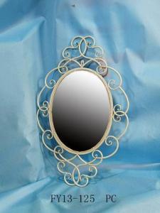 Antique Home Decoration Metal Oval Wall Decoration With Mirror