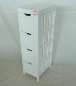 Home Storage Cabinet White-Painted Paulownia Wood With 4 Drawers System 1