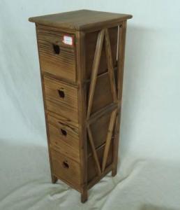 Home Storage Cabinet Roasted Pine Wood Cabinet With 4 Drawers