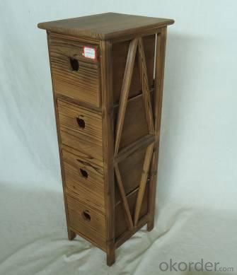 Home Storage Cabinet Roasted Pine Wood Cabinet With 4 Drawers System 1