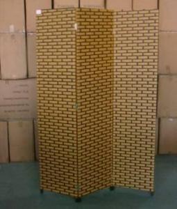 Home Storage Cabinet Flat Paper Woven Over  Wood Frame Room Brown Divider(3 Panels)