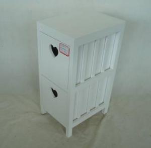 Home Storage Cabinet White Paulownia Wood Frame With 2 Drawers System 1
