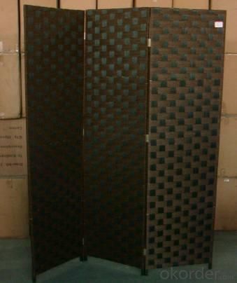 Home Storage Cabinet Flat Paper Woven Over  Wood Frame Room Divider(3 Panels) System 1