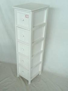 Home Storage Cabinet White Water-Painting Paulownia Wood With 5 Drawers System 1
