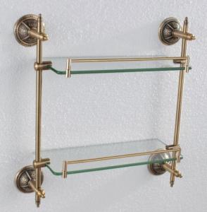 Decorative Exquisite Hardware House Bathroom Accessories Solid Brass Double Glass Shelf