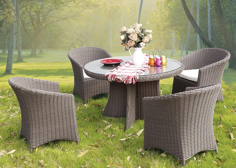 Moden PVC Rattan & Aluminum Outdoor Garden Furniture Table Set
