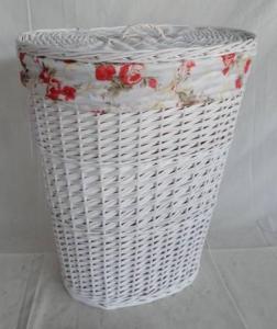 Home Storage Laundry Basket White Painted Woodchip And Willow Laundry Basket