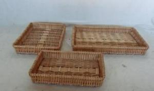 Home Storage Willow Basket Natural Willow Tray S/3 System 1