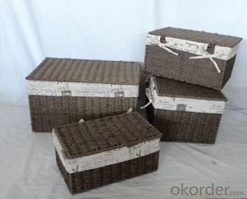 Home Storage Hot Sell Twisted Paper Rope Woven Over Metal Frame Baskets With Lid S/4 System 1